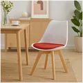 Produktbild: Esszimmerstuhl Samt Atlanta Weiß/Rot Küchenstuhl Kunststoffschale mit