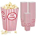 Produktbild: Relaxdays Popcorntüten, 60er Set, gestreift, Retro-Optik, Kino, Filmabend Zubehör, Pappe, Popcornbehälter, rot/weiß