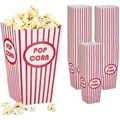 Produktbild: Relaxdays Popcorntüten, 60er Set, Gestreift, Retro-optik, Kino, Filmabend Zubehör, Pappe, Popcornbehälter, Rot/weiß