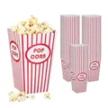 Produktbild: Relaxdays Popcorntüten, 60er Set, gestreift, Retro-Optik, Kino, Filmabend Zubehör, Pappe, Popcornbehälter, rot/weiß