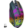 Produktbild: S&T Design Gaming Maus Kabellos Wireless RGB 7 Tasten DPI PC Laptop Funk Maus Schwarz - Schwarz