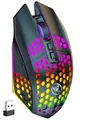Produktbild: S&T Design RGB Gaming Maus Kabellos Wireless Leise Weiß Schwarz USB Gaming-Maus (Funk, 7 Tasten / Zurück zum Desktop / DPI Einstellbar / PC Laptop)