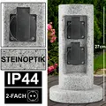 Produktbild: Garten 2-fach Außen Steckdosen Energie Säule Terrassen Pfosten grau Stein Design