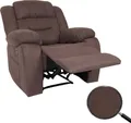 Produktbild: Fernsehsessel MCW-J57, XXL Relaxsessel TV-Liegesessel Nosagfederung Wildleder-Optik Stoff/Textil bis 200kg braun