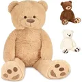 Produktbild: BRUBAKER XXL Teddybär 100 cm groß - Stofftier Teddy Plüschtier Kuscheltier, Beige - Beige