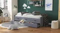 Produktbild: Inter Link - Funktionsbett - Kinderbett - Einzelbett mit Stauraum - Bett mit Schubladen - 2 Liegeflächen 90x200cm - Kiefer massivholz - inkl. Lattenrost - Grau lackiert - Lena 90x200cm