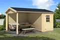 Produktbild: 28 mm Gerätehaus 445 x 320 cm Lounge Schuppen Holz Überstand Unterstand Holzhaus