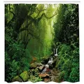 Produktbild: Abakuhaus Duschvorhang Moderner Digitaldruck mit 12 Haken auf Stoff Wasser Resistent Breite 175 cm, Höhe 240 cm, Natur Idyllische Wald Entwurf grün 175 cm x 240 cm