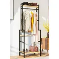 Produktbild: Kleiderständer Garderobenständer Flurregal mit Holzablagen Metall 164x53x40cm