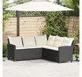 Produktbild: vidaXL Sofa, L-förmiges Couchsofa mit Kissen Schwarzes Polyrattan