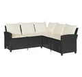 Produktbild: vidaXL Gartenlounge-Set L-förmiges Couchsofa mit Kissen Schwarzes Polyrattan, (1-tlg)