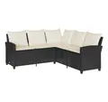 Produktbild: vidaXL Gartenlounge-Set L-förmiges Couchsofa mit Kissen Schwarzes Polyrattan, (1-tlg)