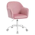 Produktbild: WOLTU Ergonomischer Bürostuhl, Home-Office-Stuhl, Höhenverstellbarer Schminkstuhl mit Armlehnen, Drehstuhl mit Rollen, Samt Metallrahmen, Belastbar bis 150 kg, Rosa, BS166rs