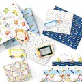 Produktbild: Papierdrachen 6 Bögen Geschenkpapier zur Einschulung | 60x40cm bedruckt - 6 verschiedene Designs hochwertig auf 100g/m² Papier - Blau - Geschenkverpackung zum Schulstart - Set 2
