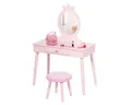 Produktbild: COSTWAY Schminktisch Kinderschminktisch mit Hocker, Kinder, mit Hocker & abnehmbarem Spiegel & Schublade