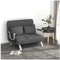 Produktbild: HOMCOM Schlafsofa Zweisitzer mit Bettfunktion, Einzelbett mit Kissen, Schlafsessel 1 Teile, für Wohnzimmer, Grau grau 111 cm x 78 cm - 78 cm x 80 cm