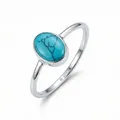 Produktbild: mantraroma Silberring SAMA oval aus 925 Silber mit Türkis (Ring mit Schmuckbeutel), Damenring aus 925er Silber grün 60