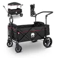 Produktbild: elvent® Allrounder Premium Bollerwagen - faltbar mit Dach | Sitzpolster, Hecktasche, Feststellbremse, Off-Road-Reifen, 5-Punkt-Gurt I 2 Kinder (Schwarz)