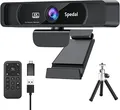Produktbild: Spedal 4K Webcam - 8 MP Ultra HD mit 4× Digitalzoom & 120° Weitwinkel, Dual Noise-Cancelling-Mikrofone, Fernbedienung & Stativ, Plug & Play (USB-A/C) für Zoom, Skype, Teams & Streaming