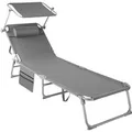 Produktbild: Tectake Sonnenliege Chloé Klappbar  Stufenlos Verstellbares Sonnendach  161 x 68 x 111 cm Grau