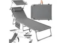 Produktbild: tectake Gartenliege Liegestühle klappbar mit Kopfpolstern, UV-beständig, 190 x 68 x 65, Sonnenliege Chloé, 1 St., in grau, Sonnendach und Rückenlehne verstellbar, widerstandsfähig