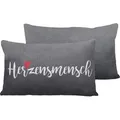 Produktbild: Kissen Herzensmensch Sofakissen Kuschelkissen mit Herz in grau - Weiß/Schwarz/Rot