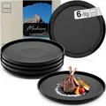 Produktbild: SÄNGER Madeira | Teller Set 6 Personen, Steingut Geschirr Set 6 teilig, Speiseteller Essteller Dinner Set kratzfest, Plates Set spülmaschinenfest, Steingut Speise Teller Schwarz matt |VALUE COLLECTION