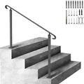 Produktbild: VEVOR Treppengeländer 140x13,5x97 cm Handlauf Geländer Höhe(bis zu 48 cm) & Winkel(0-52,8°) einstellbar Eingangsgeländer Eisenhandlauf Ideal für 2 oder 3 stufige Treppen mit Installationskit Schwarz