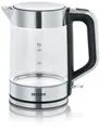 Produktbild: Severin WK 3420 Glas-Wasserkocher, 2200W, 1,7l, Überhitzungs-/Trockenlaufschutz, Dampfstopp-Automatik, Edelstahl gebürstet/schwarz