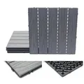 Produktbild: WPC Bodenfliese HWC-E21, Holzoptik Balkon/Terrasse, 3D-Struktur linear beschichtet-grau ~ 4x je 50x50cm = 1qm