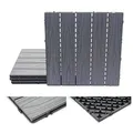 Produktbild: Mendler WPC Bodenfliese HWC-E21, Holzoptik Balkon/Terrasse, 3D-Struktur linear beschichtet-grau - 4X je 50x50cm = 1qm