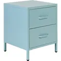 Produktbild: Nachttisch mit 2 Schubladen MALAVI Metall Hellblau