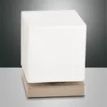 Produktbild: Aktion: Nur noch angezeigter Bestand verfügbar - Brenta LED Tischleuchte in Weiss-Gold edelmatt mit homogen ausgeleuchtetem Glaskubus mit Touchdimmer von Fabas Luce