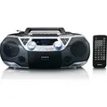 Produktbild: Lenco SCD-720SI - Tragbare XXL Boombox mit DAB+ / FM-Radio, Bluetooth®, CD-, USB- und Kasetten-Spieler - Silber - Schwarz/Silber