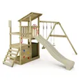 Produktbild: FATMOOSE Spielturm Klettergerüst FruityForest Fun XXL mit Schaukel & salbeigrüner Rutsche, Outdoor Kinder Kletterturm mit Sandkasten, Leiter & Spiel-Zubehör für den Garten