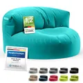 Produktbild: Green Bean Sitzsack Sofa mit Füllmaterial - Lounge im Sitzsack-Design 90x50cm mit ergonomischer Rückenlehne & waschbarem Bezug - Indoor und Outdoor geeignet in Türkis