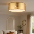 Produktbild: Deckenleuchte Deckenlampe Wohnzimmerleuchte 3-Flammig E14 Textil gold D 40 cm