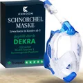 Produktbild: Khroom Schnorchelmaske für Erwachsene & Kinder von DEKRA geprüfte CO2 Sicherheit | Vollmaske Seaview X - Tauchmaske | Schnorchelausrüstung / Schnorchelset Alternative (S/M, Hellblau)