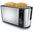Produktbild: Arendo Toaster für 4 Scheiben Langschlitz 1500 W, Brötchenaufsatz, Wärmeisoliert, Display, Touch, Silber