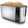 Produktbild: Arendo Toaster für 4 Scheiben Langschlitz 1500 W, Brötchenaufsatz, Wärmeisoliert, Display, Touch, Silber
