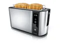 Produktbild: Arendo Toaster für 4 Scheiben Langschlitz 1500 W, Brötchenaufsatz, Wärmeisoliert, Display, Touch, Silber