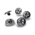 Produktbild: 10 Stück Dirndl Knöpfe altsilber aus Metall Blume Enzian 12mm made in Germany