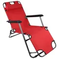 Produktbild: Ambia Garden Gartenliege, Rot, Metall, Kunststoff, Textil, Füllung: Polyester, 60x27x153 cm, UV-beständig, regenabweisend, rostfrei, Rückenlehne verstellbar, Gartenmöbel, Gartenliegen