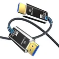 Produktbild: MMOBIEL HDMI 8K Glasfaserkabel 15m - 48Gbps Ultra High Speed - 8K@60Hz, 4K@120Hz, Dynamic HDR, ARC/eARC, HDMI 2.1, HDCP 2.2/2.3 - Kompatibel mit PS5/4, Xbox One, Laptop, Blu-ray, TV etc. Schwarz