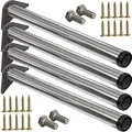 Produktbild: Stahlia 4 x Edelstahl Tischfuß Ø60 mm Tischbeine Möbelfuß |Höhe 710 mm|höhenverstellbar + 30 mm|inkl. Befestigungsmaterial |Tischfuss Verstellfuß Möbel Fuß Füße |