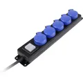 Produktbild: AS Schwabe 38609 Steckdosenleiste mit Schalter 5fach Schwarz, Blau Schutzkont...