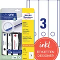 Produktbild: AVERY Zweckform L4759-10 Ordnerrücken Etiketten (30 Rückenschilder mit ultragrip, 61x297mm auf A4, breit/lang, selbstklebend, absolut blickdicht, bedruckbare Ordneretiketten) 10 Blatt, weiß