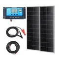 Produktbild: VEVOR 200W Solarpanel 2er-Set 12V monokristallinen Solarmodul plus Laderegler 16,66A Solaranlage Umwandlungsrate von 23 % Kompatibel mit AGM-, GEL-
