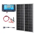 Produktbild: VEVOR 200W Solarpanel 2er-Set 12V monokristallinen Solarmodul plus Laderegler 16,66A Solaranlage Umwandlungsrate von 23% Kompatibel mit AGM-, GEL-, FLD-, LI-Batterien Ideal für Wohnmobile Yachten Zuh