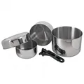 Produktbild: Basic Nature - Biwak Edelstahl 3 - Topf-Set Gr 0,75 + 1,1 + 2,8 l grau